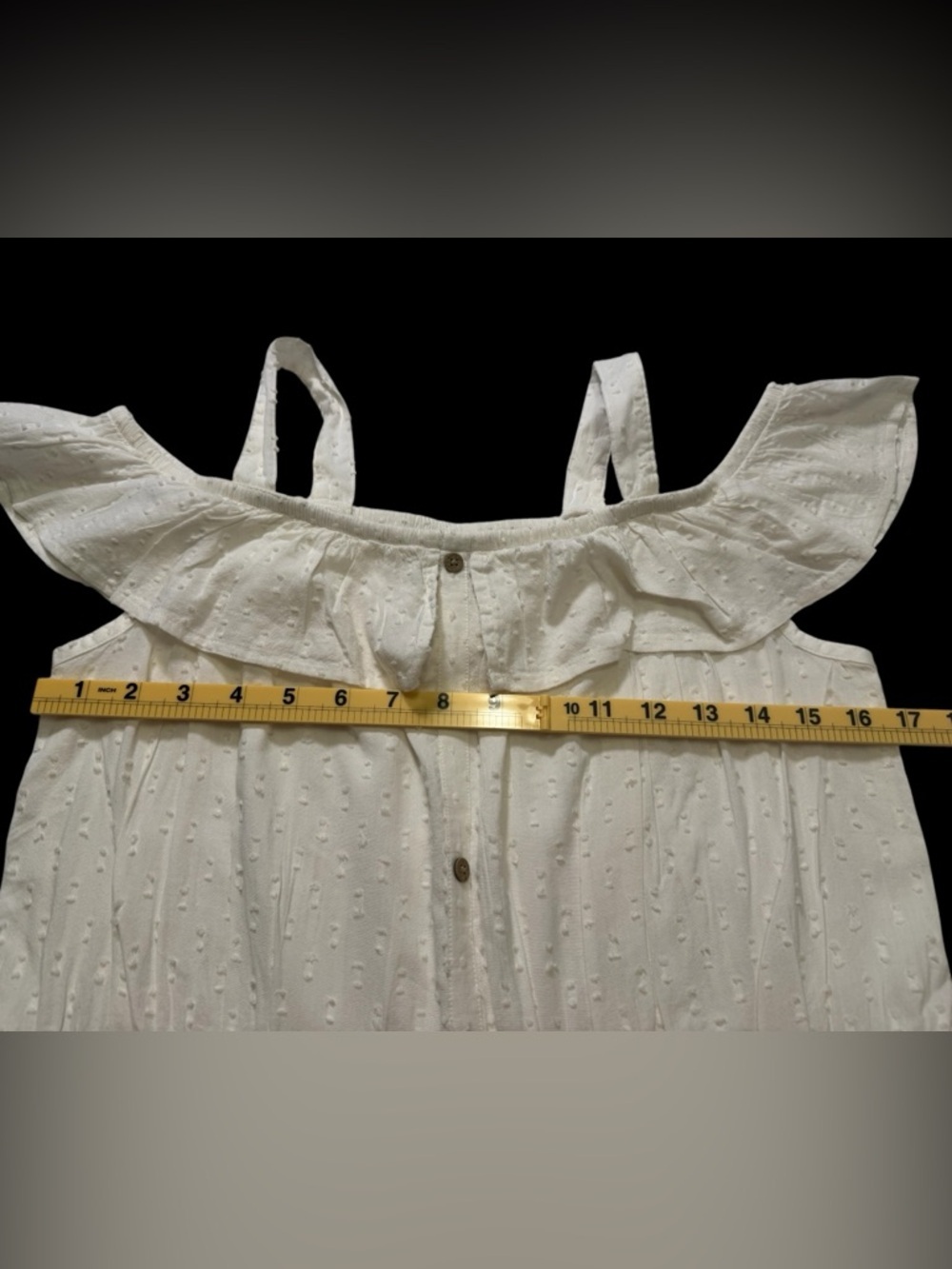 SO White Eyelet Maxi Dress with Ruffle Neckline - Picture 2 of 5